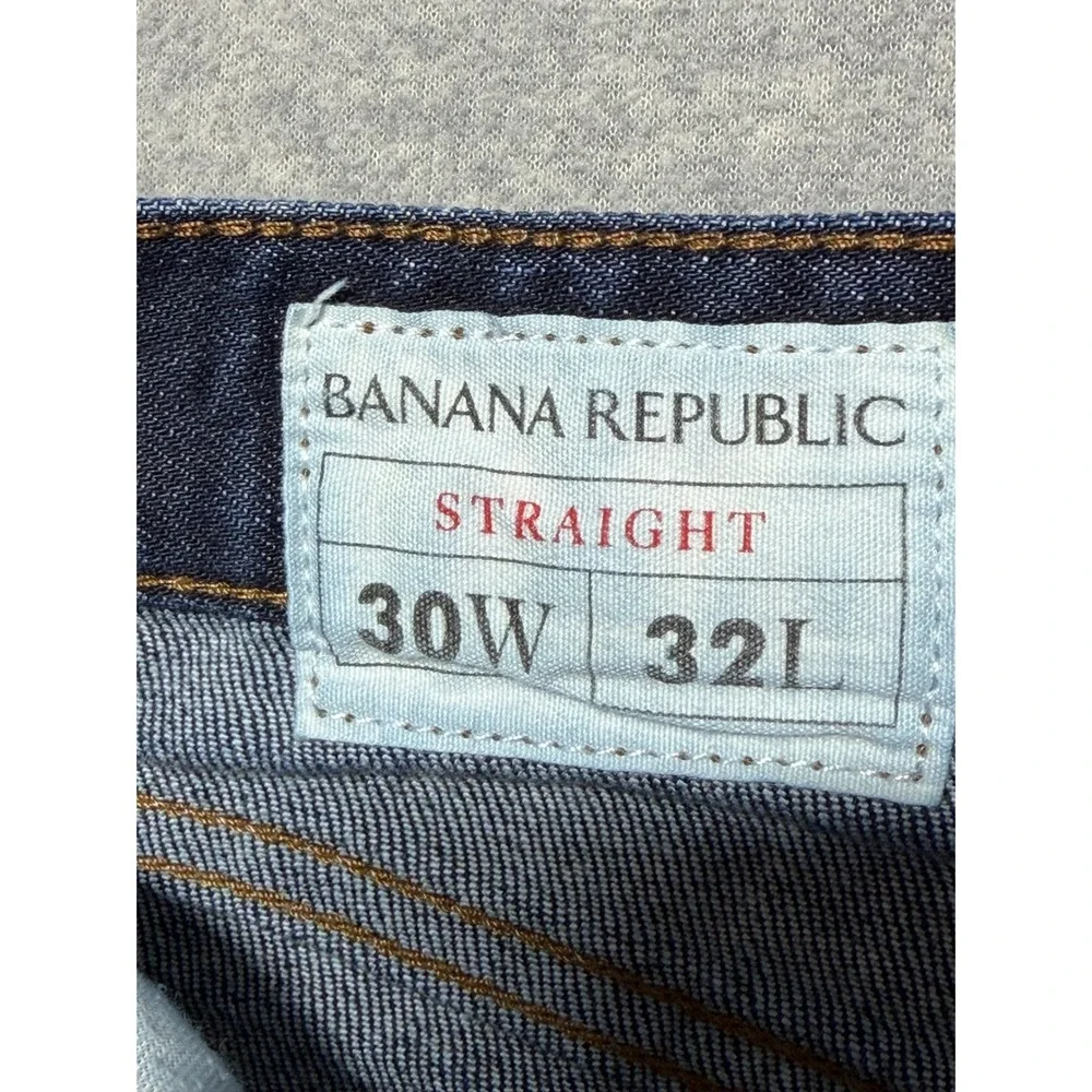 Banana Republic Mens Straight‎ Fit Dark Wash Indigo Stretch Jeans 30x32